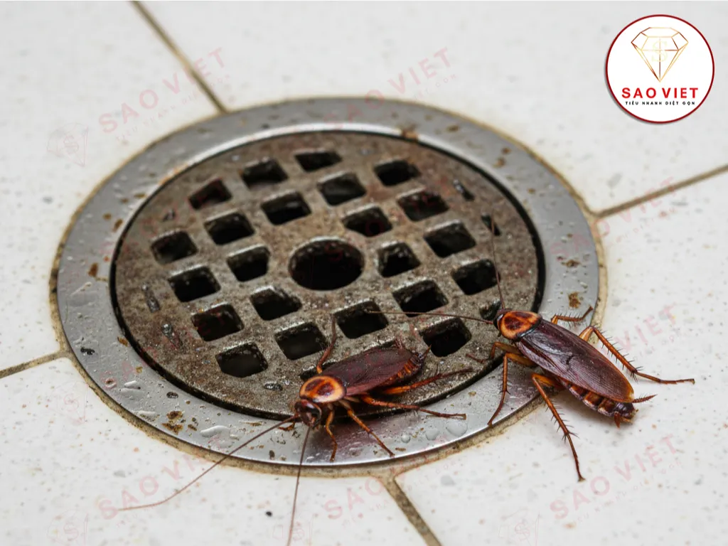 Gián dưới cống thoát nước thường bò lên vào buổi tối