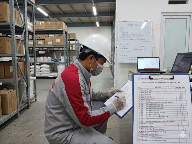 Ảnh checklist kiểm tra tuần với các hạng mục đã đánh dấu