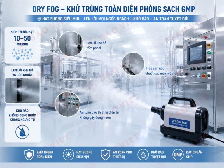 Công nghệ Dry Fog khử trùng toàn diện phòng sạch GMP không đọng nước