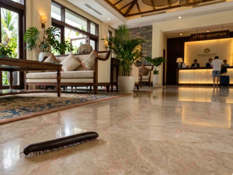 Cuốn chiếu xâm nhập vào sảnh chính resort cao cấp, trực tiếp làm giảm trải nghiệm nghỉ dưỡng của khách hàng