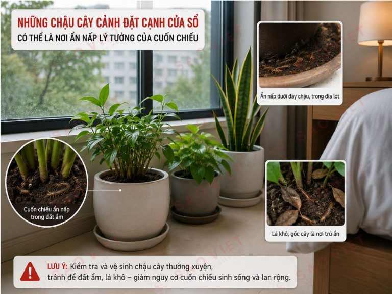 Cách đuổi cuốn chiếu ra khỏi phòng ngủ triệt để tại nhà 2 Những chậu cây cảnh đặt cạnh cửa sổ có thể là nơi ẩn nấp lý tưởng của cuốn chiếu