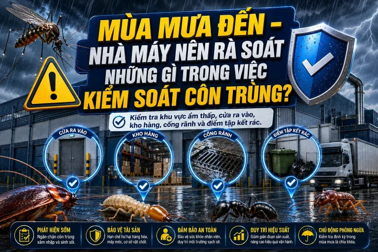 kiểm soát côn trùng trong nhà máy mùa mưa
