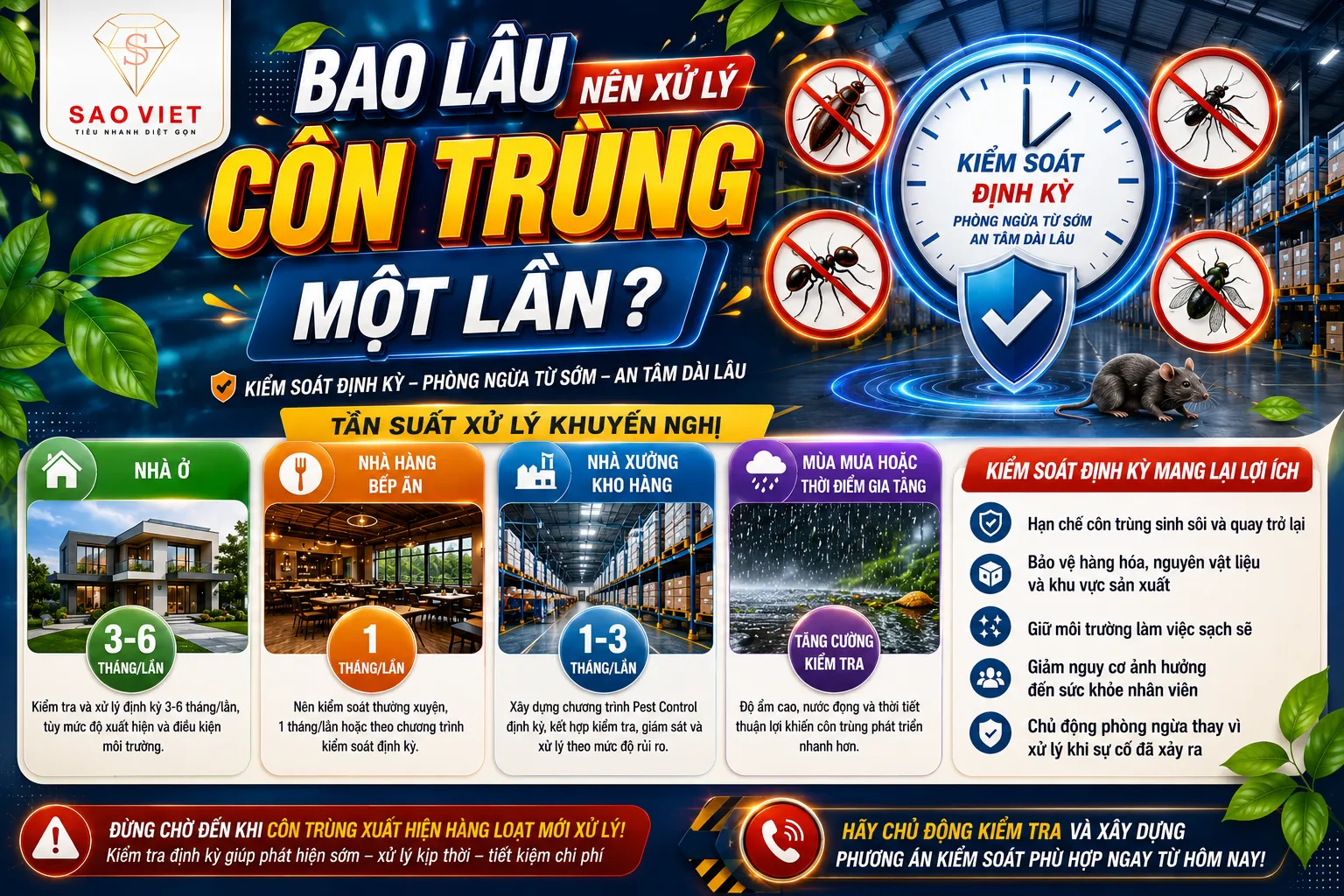 Bao lâu nên xử lý côn trùng một lần